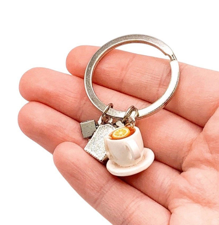 Tea Cup Keychain, Tea Lover Gift, Cute Gift For Her, Tea Addict, Unique Keychain, Tea Cup Solves Everything, Foodie Gift, Cute Gift for Mom