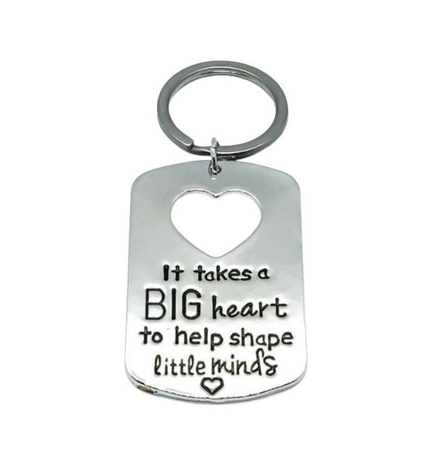 It Takes A Big Heart to Help Shape Little Minds Keychain, Teacher Appreciation Gift, Red Apple Keychain, Gift from Student, School Teacher