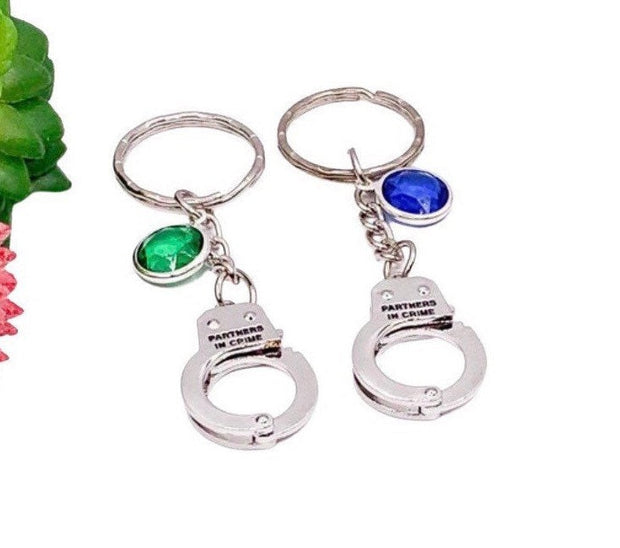 Partners in Crime Keychains, Handcuffs Matching Keychain Set for 2, Bestfriend Gift, Personalized Friendship Keychains, BFF Gift, Squad Gift