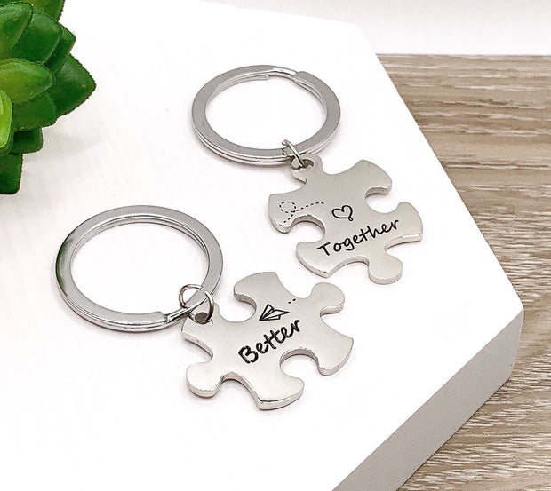 Better Together Matching Keychains, Jigsaw Puzzle Interlocking Keychain Set for 2, Best Friends Gifts, Friendship Keychain, BFF Keychain