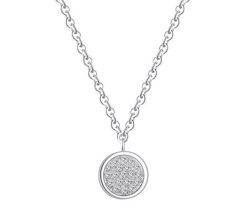 Collier fin en argent sterling avec zircon cubique rond, bijou délicat en zircon cubique, collier pour femme, cadeau pour fille, cadeau de mariée, collier pour demoiselle d'honneur