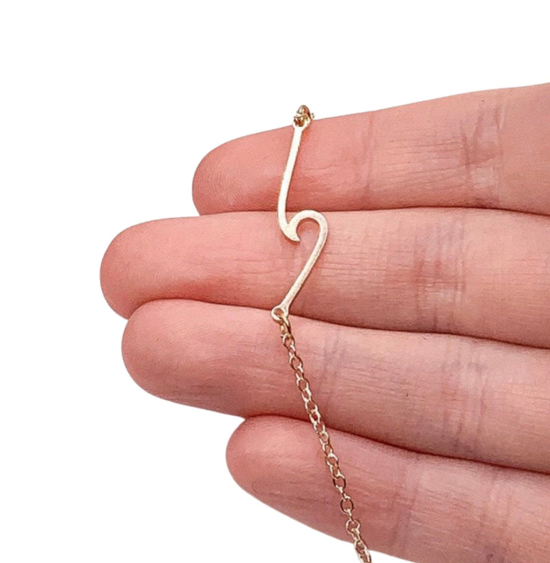Collier vague simple, pendentif vague en or rose, collier effet vague, bijou minimaliste pour femme, collier surfeuse, bijou de plage, collier bohème