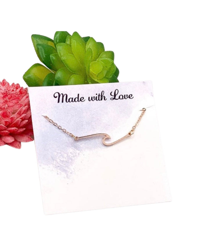 Collier vague simple, pendentif vague en or rose, collier effet vague, bijou minimaliste pour femme, collier surfeuse, bijou de plage, collier bohème