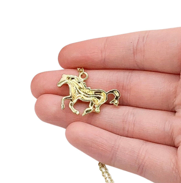 Racing Horse Necklace, Wilderness Jewelry, Animal Lover Gift, Equestrian Necklace, Horse Necklace Gift for Girl, Running Horse Pendant