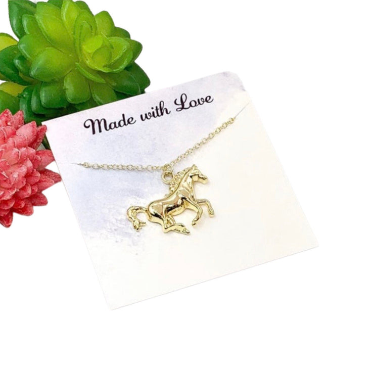 Racing Horse Necklace, Wilderness Jewelry, Animal Lover Gift, Equestrian Necklace, Horse Necklace Gift for Girl, Running Horse Pendant