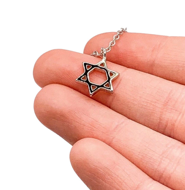 Tiny Star of David Necklace, Dainty Celestial Jewelry, Sterling Silver Star Pendant, Evil Eye Jewelry, Minimal Necklace, Birthday Gift