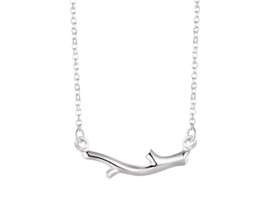 Collier délicat en forme de branche, bijou en argent sterling, collier nature, bijou minimaliste, cadeau forêt, collier boisé, collier pendentif barre