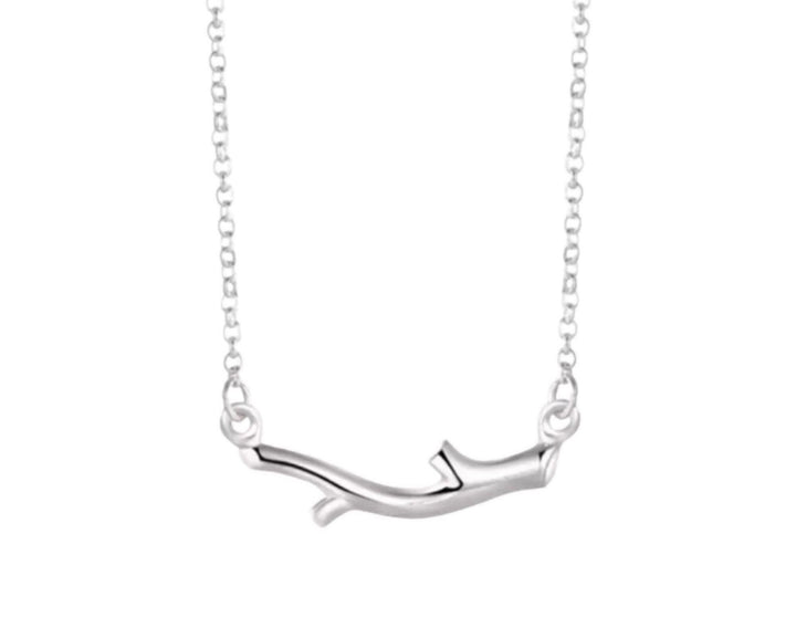 Collier délicat en forme de branche, bijou en argent sterling, collier nature, bijou minimaliste, cadeau forêt, collier boisé, collier pendentif barre