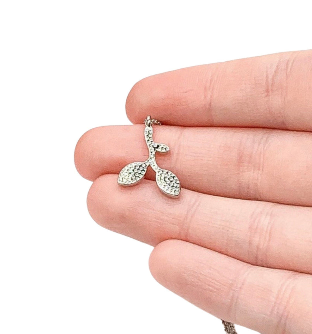 Collier Branche de Feuille Verte, Bijou en Argent Sterling, Collier Délicat, Cadeau pour Jardinier, Collier Feuilles, Pendentif Feuille en Émail Vert