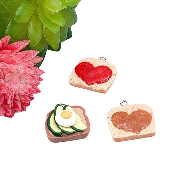 Tiny Food Charms, Foodie Jewelry, Sushi, Poutine, Bacon, Broccoli, Hotdog, Popcorn, Salad, Pancakes, Avocado Toast, Kawaii Charm, Cabochon