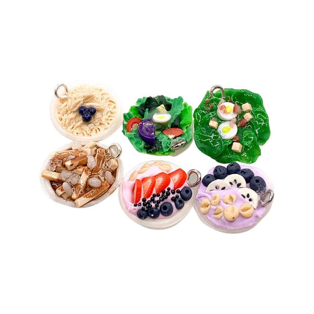 Tiny Food Charms, Foodie Jewelry, Sushi, Poutine, Bacon, Broccoli, Hotdog, Popcorn, Salad, Pancakes, Avocado Toast, Kawaii Charm, Cabochon