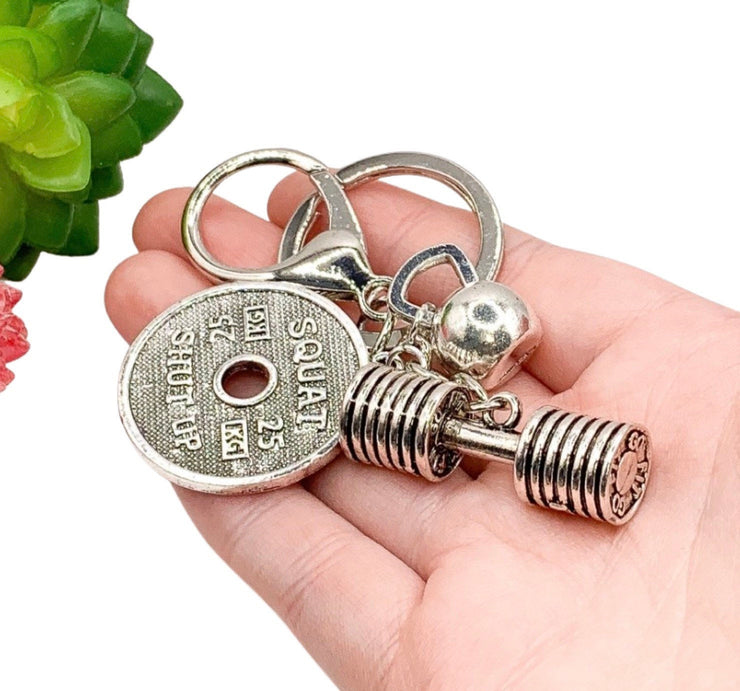 Bodybuilding Keychain, 25kg Weight Plate Charm, Weightlifting Keychain, Fitness Gift, Heavy Barbell Charm, Gym Addict Gift, Workout Keychain