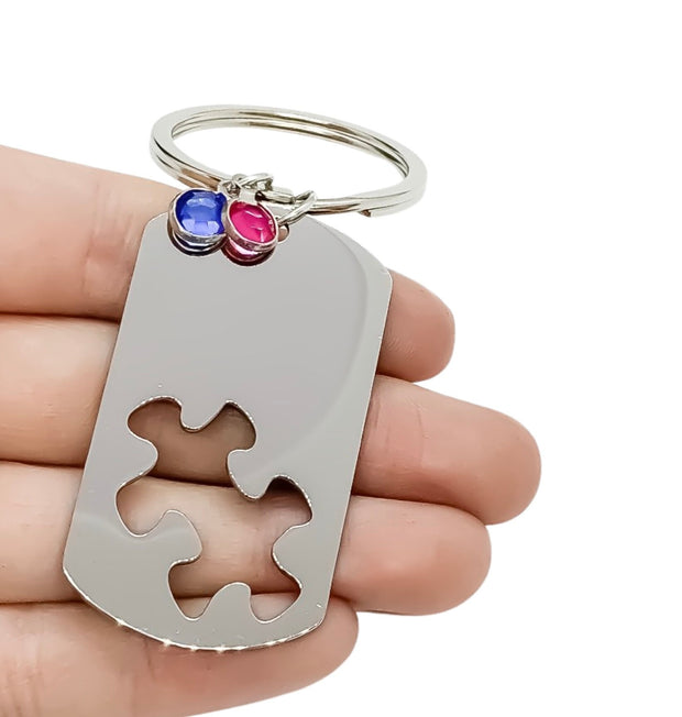 Autism Awareness Gift, Autistic Mother Keychain, Gift from Child, Jigsaw Puzzle Pendant, Mother Gift, Holiday Gift for Mom, Birthday Gift