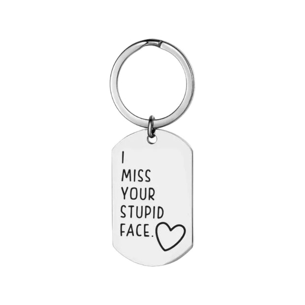 I Miss Your Stupid Face Keychain, Funny Friendship Keychain, Best Bitches Gift, Gift for Best Friend, Humorous Birthday Gift for Her, Sister