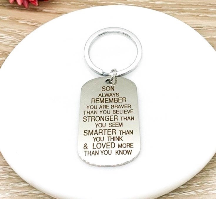 Son Keychain, Always Remember You Are Quote, Graduation Gifts, Gift from Mom, Son Keyring, Teen Keychain, High School Student Gifts