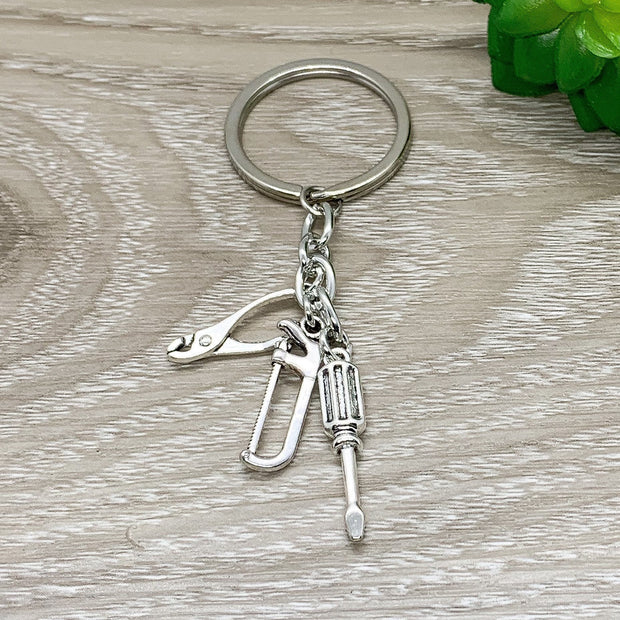 Handyman Keychain, Tools Keyring, Dad Keychain, Screwdriver Charm, Fathers Day Gift, Dad Gift, Grandpa Keychain, Gift from Son, Gift for Him