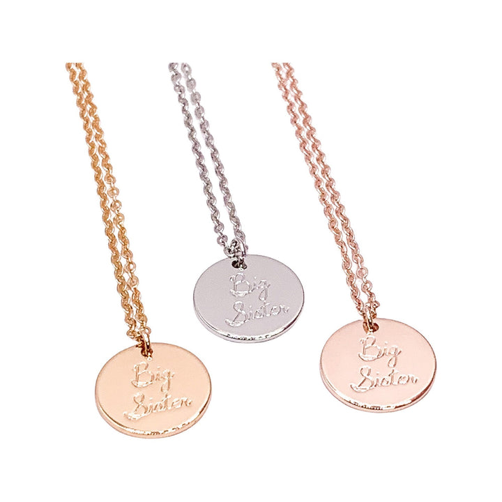 Collier Grande Sœur, Bijou Minimaliste, Cadeau de la Petite Sœur, Cadeau pour Sœur, Collier Symbolique pour Sœur, Pendentif Gravé en Cursive Simple