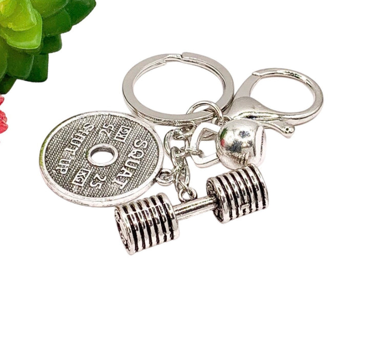 Bodybuilding Keychain, 25kg Weight Plate Charm, Weightlifting Keychain, Fitness Gift, Heavy Barbell Charm, Gym Addict Gift, Workout Keychain