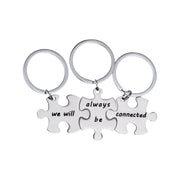 We Will Always Be Connected, Matching Keychain Set for 3, Best Friends Gifts, Puzzle Piece Keychains, Long Distance Friends Gift, Bridesmaid