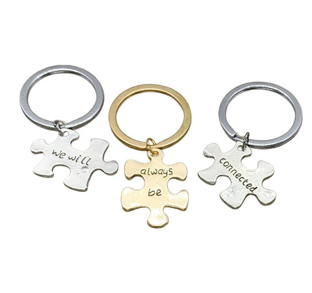 We Will Always Be Connected, Matching Keychain Set for 3, Best Friends Gifts, Puzzle Piece Keychains, Long Distance Friends Gift, Bridesmaid