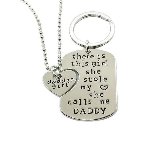 Daddy’s Girl Keychain Set for 2 or 3, Mama’s World Necklace Set, Mother Daughter Gift, Father Daughter Gift, Father’s Day Gift, Graduation