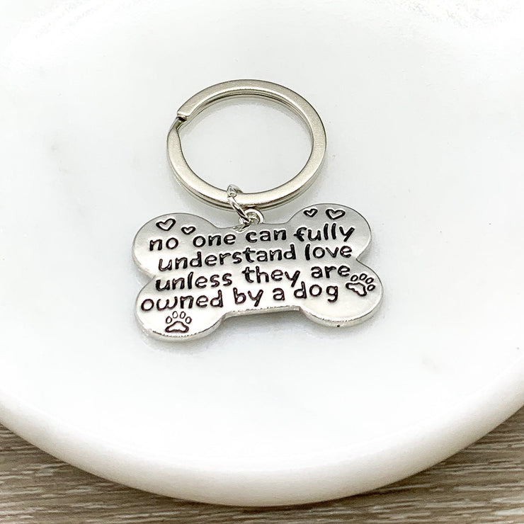 Dog Owner Keychain, Dog Bone Keyring, Owned By a Dog, Dog Lover Gift, Doggie Quote, Doggy Keychain, Dog Mom Gift, Fur Mama Gift