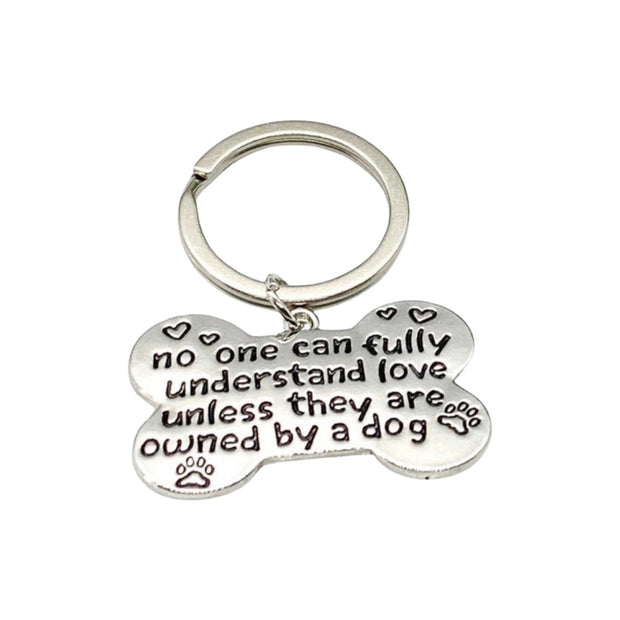 Dog Owner Keychain, Dog Bone Keyring, Owned By a Dog, Dog Lover Gift, Doggie Quote, Doggy Keychain, Dog Mom Gift, Fur Mama Gift