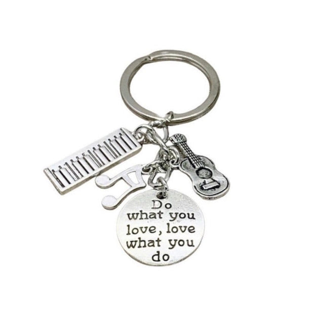 Musician Keychain, Gift for Musician, Musical Notes Charm, Do What You Love Quote, Gift for Daughter, Gift for Music Student, Music Teacher