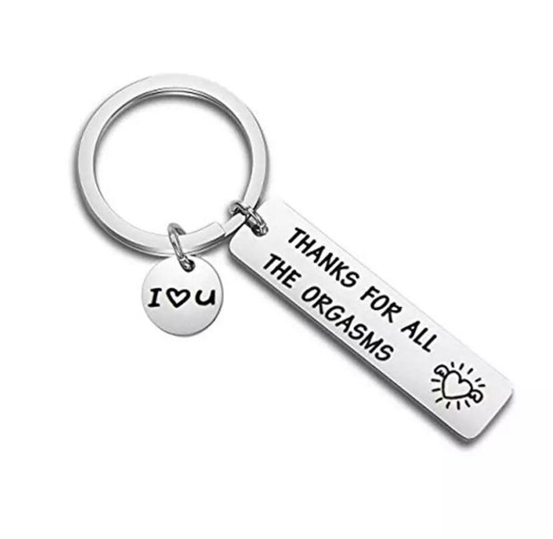 Mature Gift, Thanks For The Orgasms Keychain, Funny Husband Keychain, Gift from Wife, Couples’ Keyring, Humorous Birthday Gift for Him