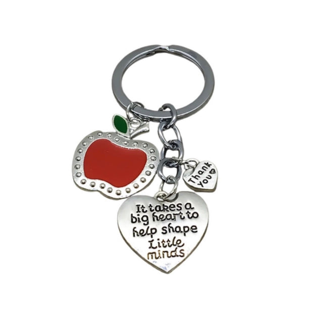 It Takes A Big Heart to Help Shape Little Minds Keychain, Teacher Appreciation Gift, Red Apple Keychain, Gift from Student, School Teacher