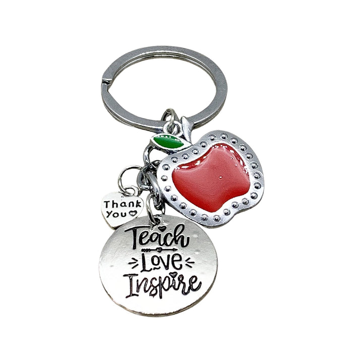 Teach Love Inspire Keychain, Teacher Appreciation Gift, Red Apple Keychain, Gift from Student, School Teacher Thank You Gift