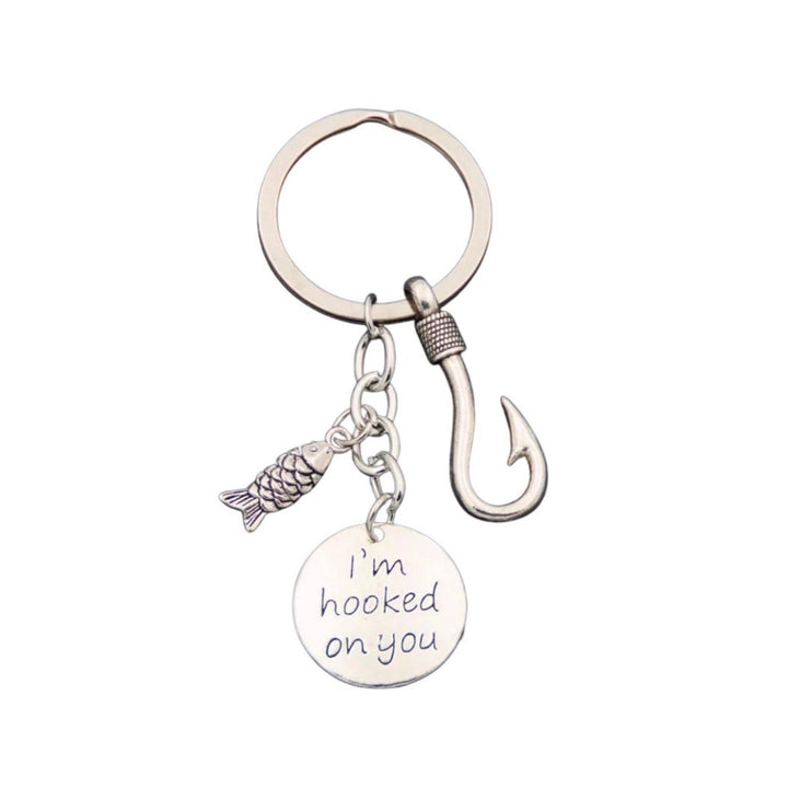 I’m Hooked On You Keychain, Fishing Gift, Fisherman Keychain, Fish Hook Charm, Girlfriend Gift, Stocking Stuffer, Unique Keychain, Wife Gift