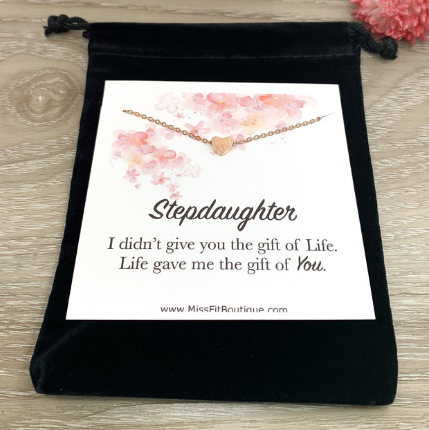 Stepdaughter Necklace, Dainty Rose Gold Heart Pendant, Gift from Step Mom, Meaningful Jewelry, Daughter Gift from StepMother, Blended Family