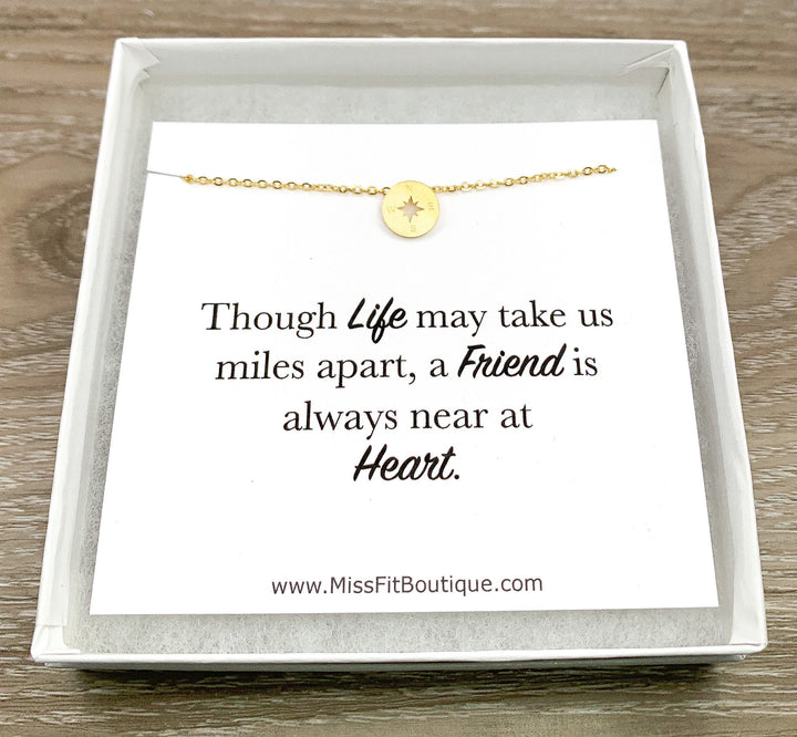 Collier Boussole Mini, Cadeau d'Amitié, Bijou Boussole, Bijou pour Meilleures Amies, Cadeau pour Amies Lointaines, Cadeau pour une Amie, Cadeau de Fêtes