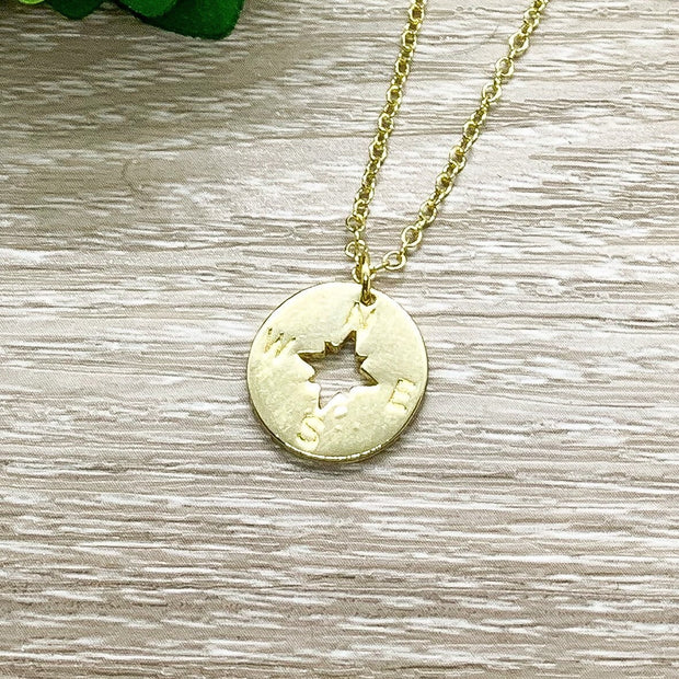 Compass Necklace, Sisters Jewelry Gift, Side by Side or Miles Apart Quote, Sisterhood Gift, Sorority Gift, Stepsister Jewelry, Soul Sisters