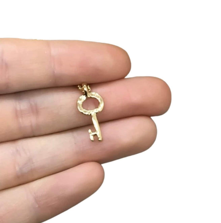 Tiny Silver Key Necklace, You Hold The Key Card, Gift for Student, Friendship Necklace, Key Shaped Pendant, Skeleton Key Charm, Student Gift