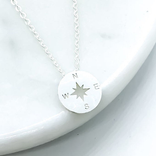 Compass Necklace, Enjoy The Next Chapter Message, Dainty Compass Jewelry, Graduation Gift for Her, Promotion Gift, Farewell Gift for Friend