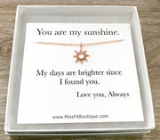 You Are My Sunshine Necklace, Rose Gold Sun Necklace, Minimalist Sunshine Gift, Dainty Necklace, Gifts for Her, Birthday, Bestfriends Gifts