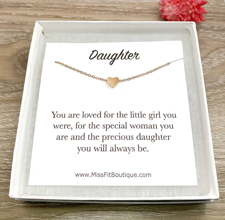 Daughter Quote, Tiny Heart Necklace for Daughter, Gift from Mom, Moving Away Gift for Her, Gift from Mother, Daughter Birthday Gift