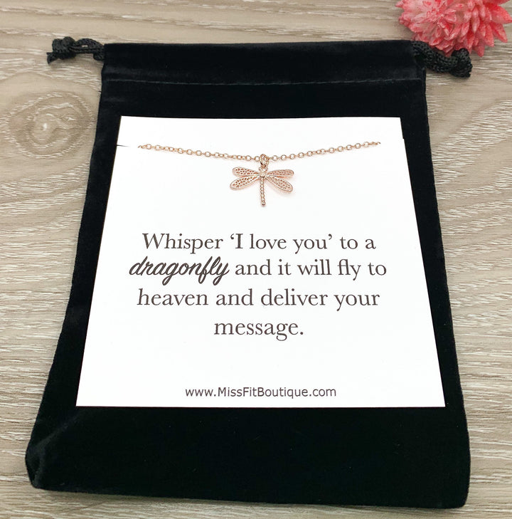 Carte de condoléances, Collier libellule, Cadeau de deuil pour femme, Cadeau commémoratif, Bijou libellule, Bijou de deuil, Collier pour la perte d'un être cher