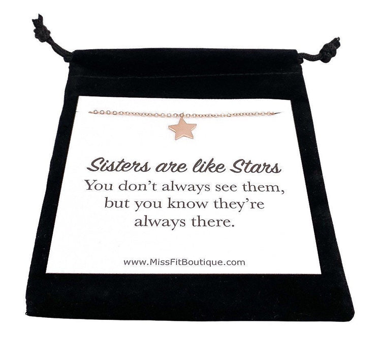 Dainty Star Necklace, Sisters Are Like Stars Card, Celestial Jewelry, I Miss You Gift for Sister, Big Sister Necklace, Birthday Gift