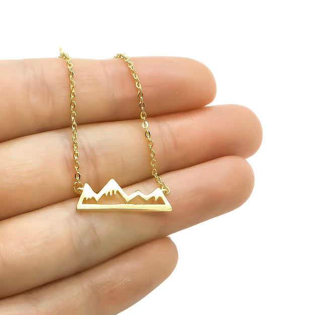 Tiny Mountain Range Necklace, Dainty Mountain Jewelry, Travel Necklace, Going Away Gift for Friend, Minimalist Necklace, New Adventure Gift