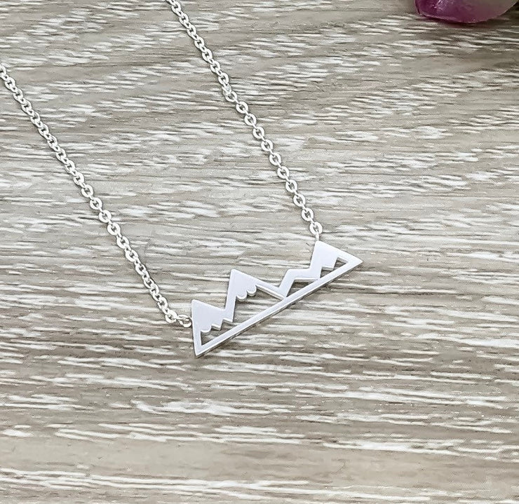 Snowy Mountain Necklace, Dainty Mountain Range Jewelry, Travel Necklace, Going Away Gift for Friend, Minimalist Necklace, New Adventure Gift