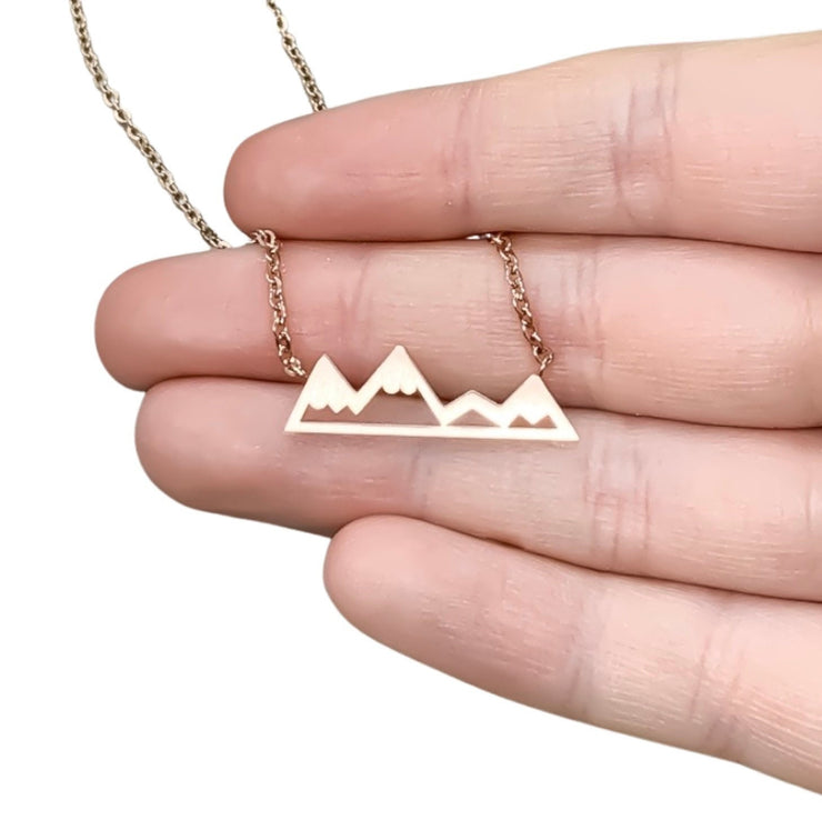 Snowy Mountain Necklace, Dainty Mountain Range Jewelry, Travel Necklace, Going Away Gift for Friend, Minimalist Necklace, New Adventure Gift