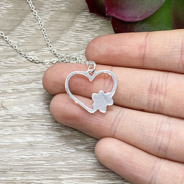 Heart with Paw Print Necklace, Cat Lover Necklace, Pet Lover Gift, Dog Owner Gift, Cat Mom Gift, Cat Memorial Gift, Remembrance Necklace