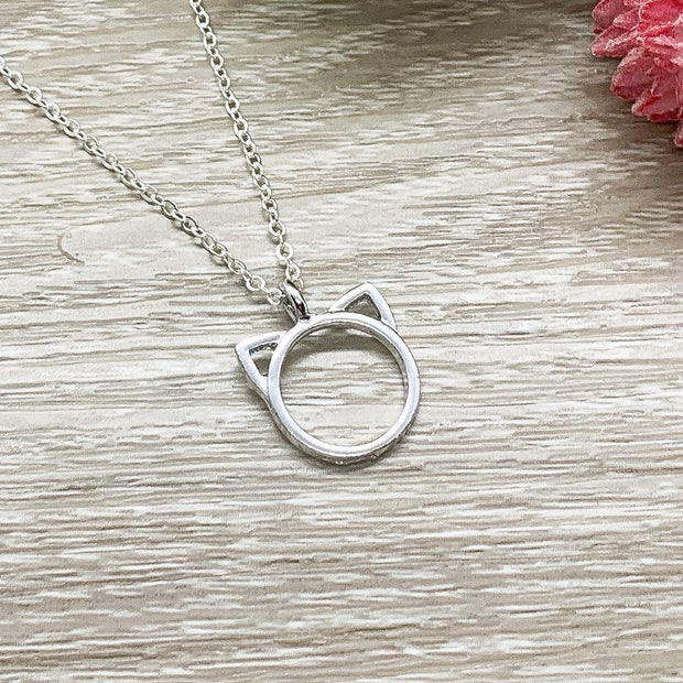 Cat Lover Necklace, Cat Ears Pendant, Gift for Cat Owner, Crazy Cat Lady Necklace, Cat Mom Gift, Loss of Cat Keepsake, Remembrance Gift