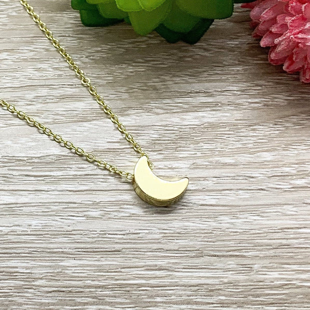 Crescent Moon Necklace, Dainty Lunar Jewelry, Tiny Moon Pendant, Minimalist Necklace, Celestial Jewelry, Birthday Gift for Her