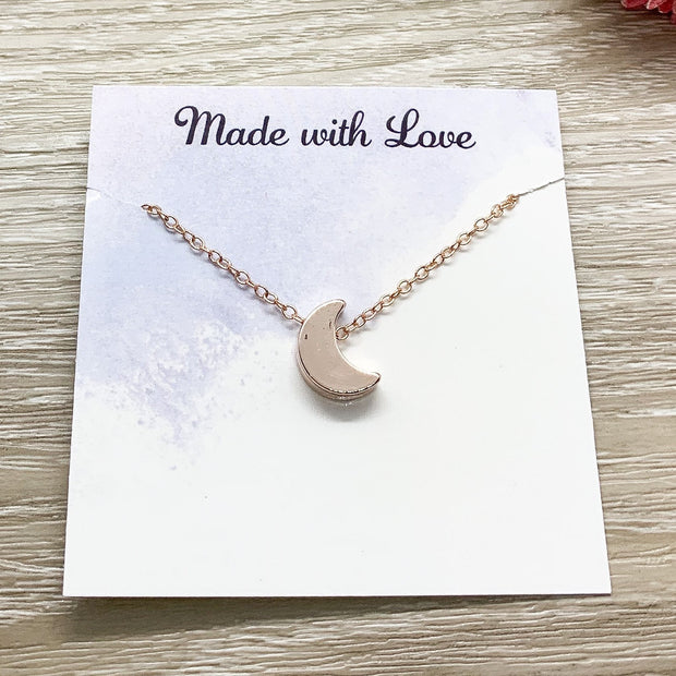 Crescent Moon Necklace, Dainty Lunar Jewelry, Tiny Moon Pendant, Minimalist Necklace, Celestial Jewelry, Birthday Gift for Her