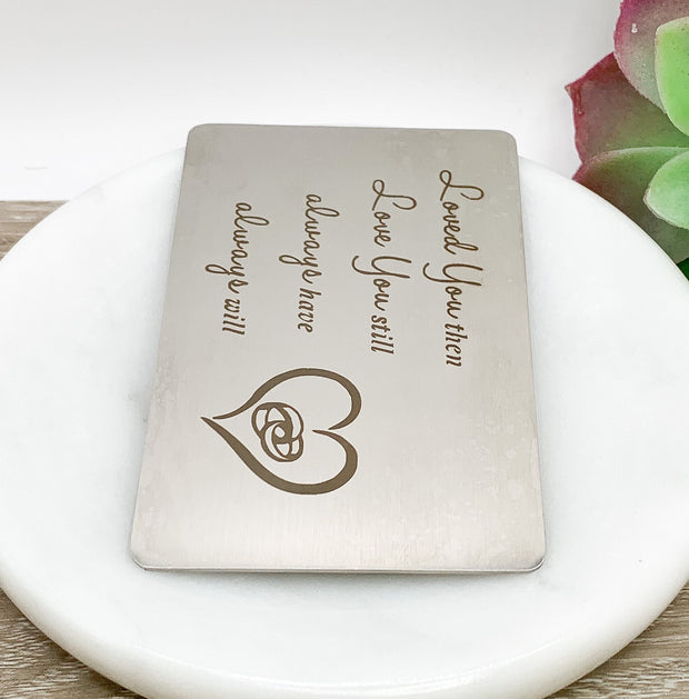 Never Forget That I Love You, Double-Sided Wallet Card, Romantic Husband Gift, Stainless Steel, Gift from Wife, Sentimental Boyfriend Gift