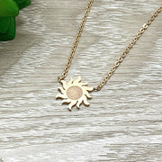 Sunshine Necklace, Sunburst Pendant, Dainty Necklace, Minimalist Celestial Sun Necklace, Summer Jewelry, Rose Gold Sunshine Necklace